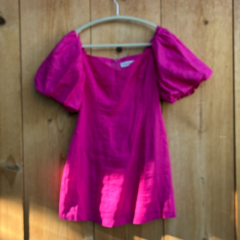 RHODE Dali Linen Puff Sleeve Dress Size 4 - Picture 9 of 13